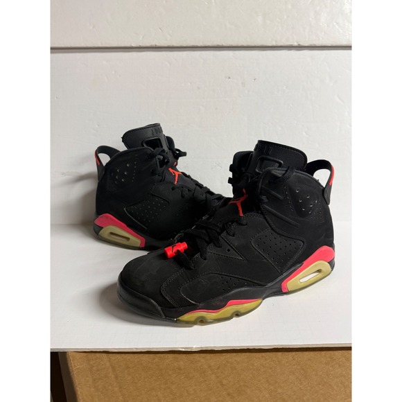 Air Jordan 6 Retro Black Infrared Red Men's Size 9 Sneakers Shoes